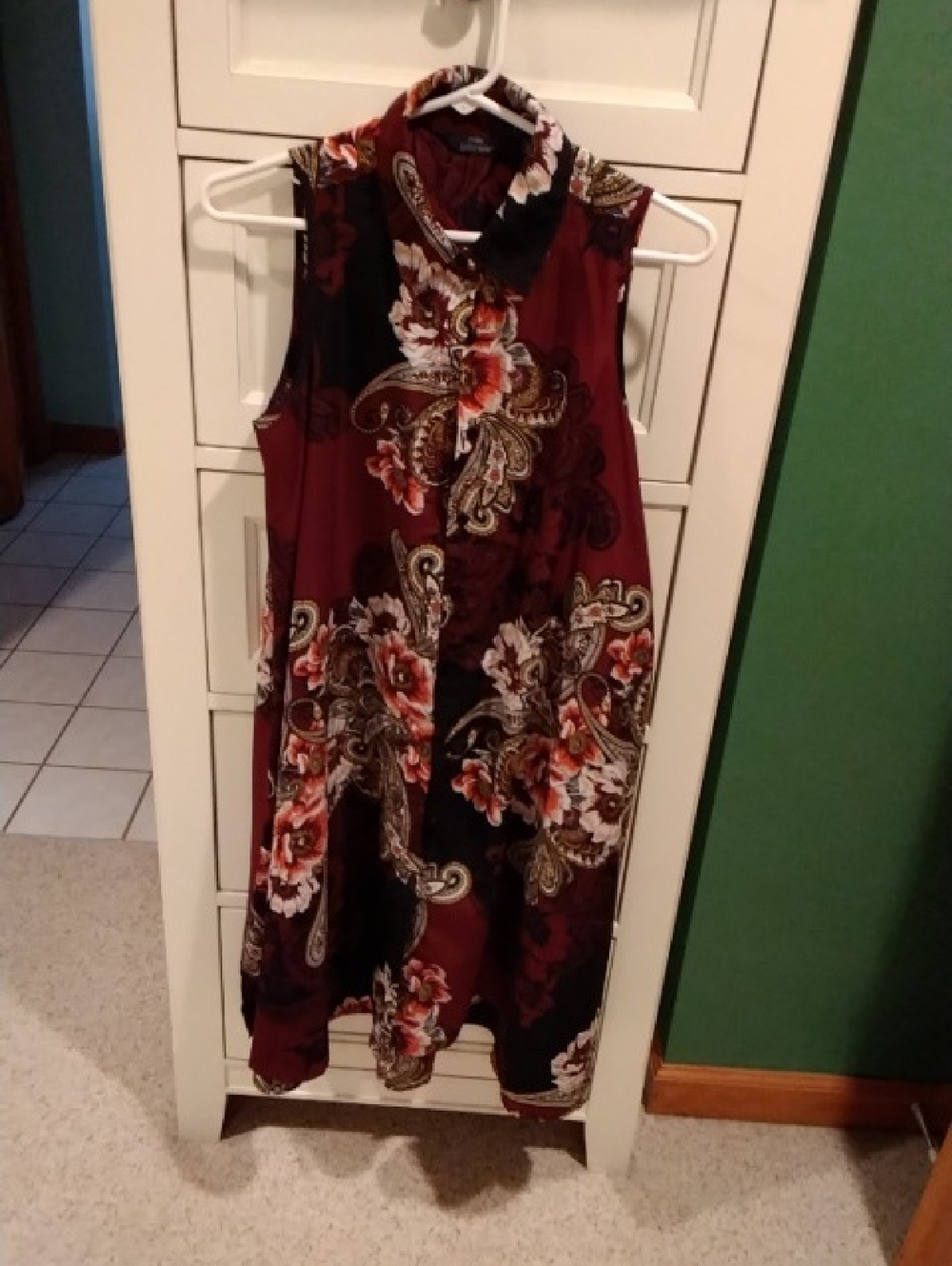 Mlle Gabrielle Burgundy and Black Paisley Floral Top